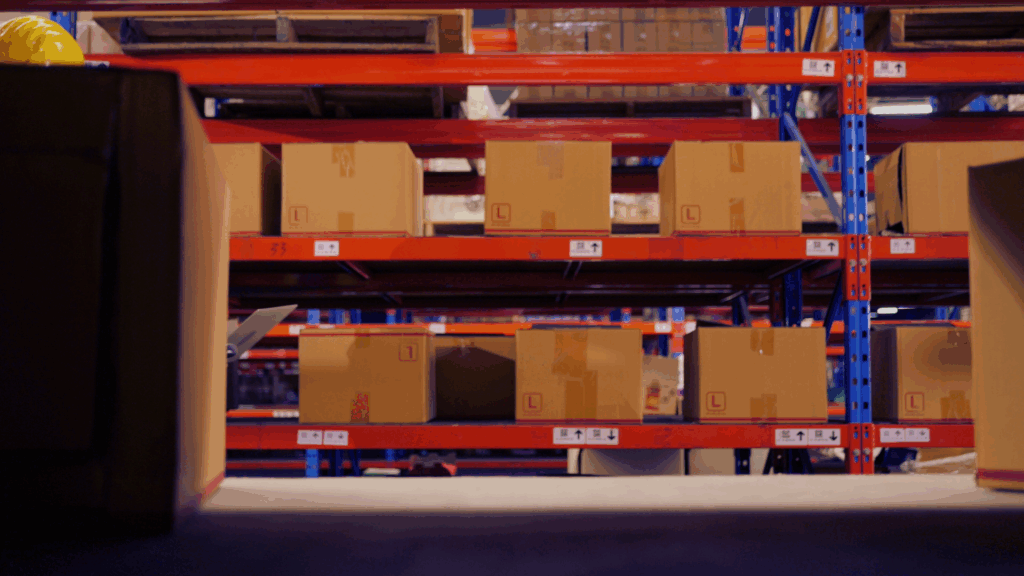 Case pick locations in a warehouse used to monitor inventory metrics such as stockout rate and order fulfillment performance.